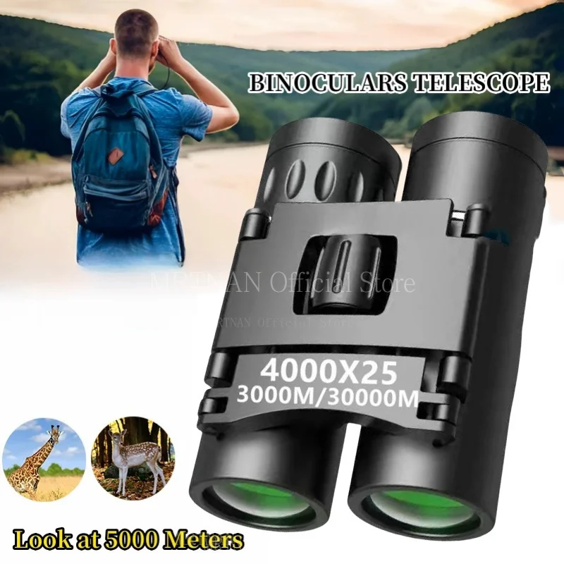 

4000X25 HD Zoom Portable Powerful Binoculars Long Range BAK4 Telescope Folding Low Light Binoculars for Hunting Camping