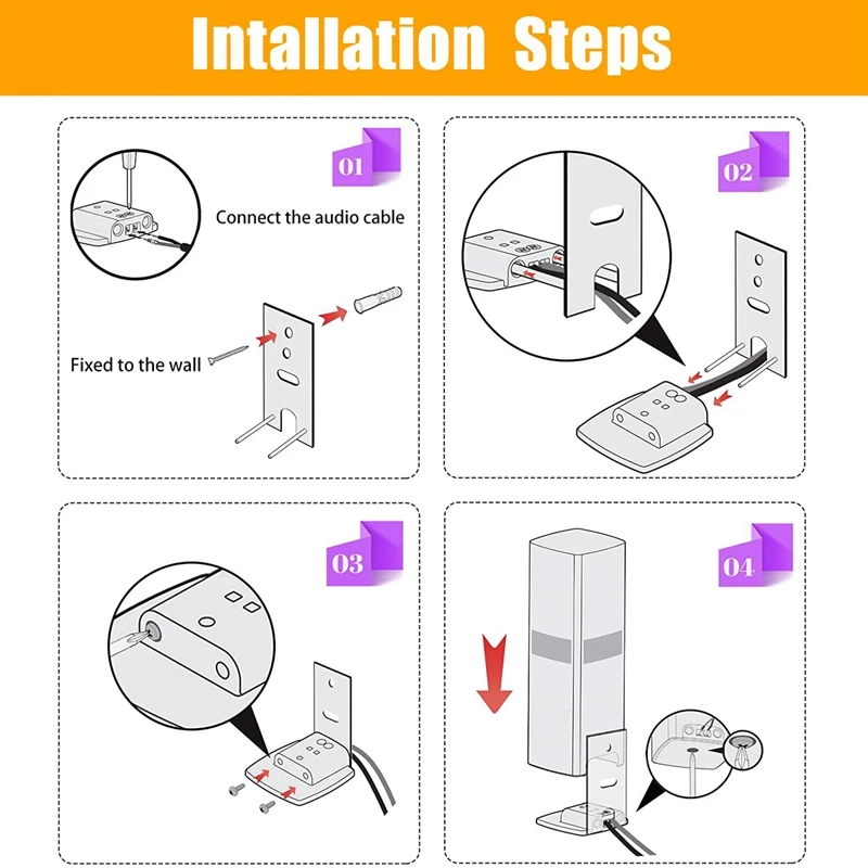 8X Steel Black Wall Mount Brackets Replacement For Omnijewel Lifestyle 650 & Surround Speakers 700