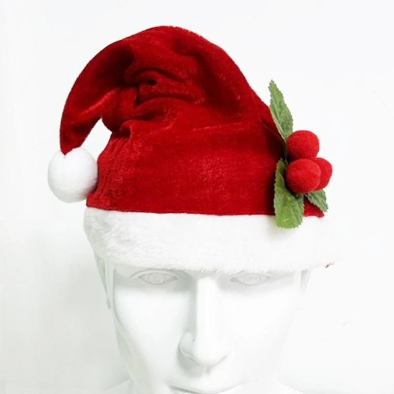 R1WE الأحمر Velet عيد الميلاد سانتا قبعة الكبار القطن قبعة عيد الميلاد الدافئة هدايا السنة الجديدة