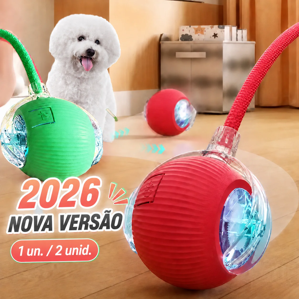 Novo brinquedo interativo da bola do cão, bola do cão de rolamento automático recarregável, brinquedo interativo do filhote de cachorro inteligente, brinquedo das bolas inteligentes para cães