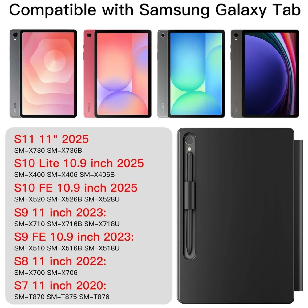 Magic Backlit Keyboard Case for SamsungTab S10 Lite S10 FE 2025 S9 FE 10.9'' S11 S9 S8 S7 11