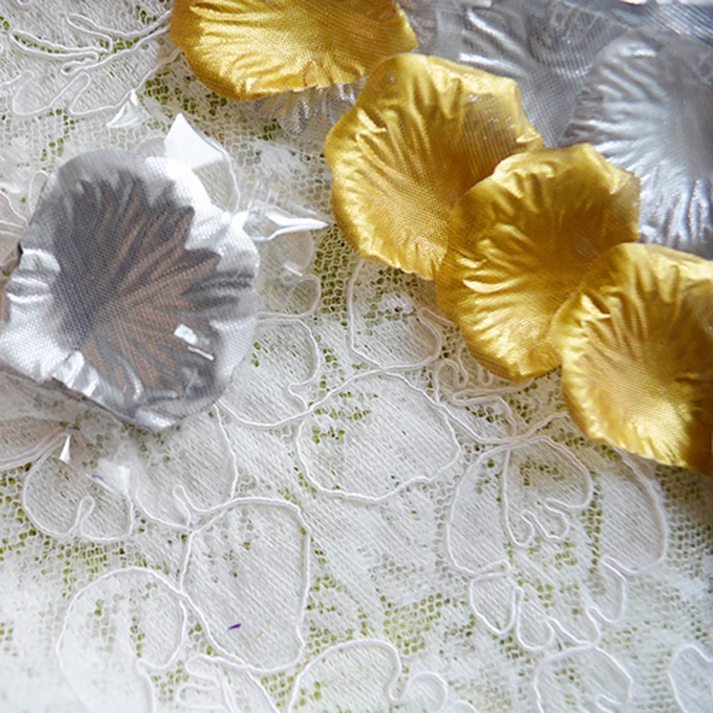 

100pcs Artificial Rose Petals Wedding Decoration Fabric Eco Friendly Reusable Gold Silver Party Supplies Simulated