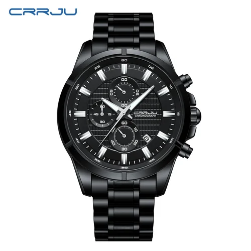 Imagen 2 del producto Reloj CRRJU para hombre, reloj de cuarzo deportivo de lujo de marca superior de acero, reloj de pulsera luminoso resistente al agua con fecha automática, reloj Masculino