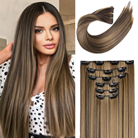 Clip in hair extensionsI 6PCS Straight 24\