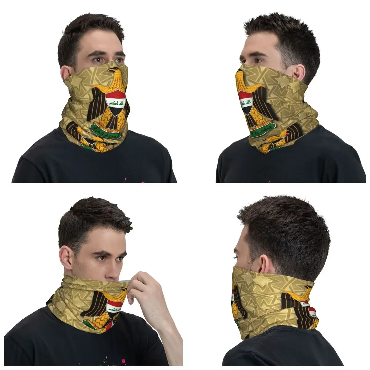 Iraq Eagle Flag Bandana Neck Warmer Women Men Winter Hiking Ski Scarf Gaiter Face Cover