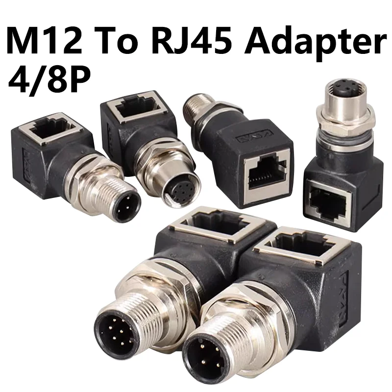 

M12 4Pin Dcode 8core A-type X D Type to RJ45 Male Female Plug Socket Connector Adapter Network Cable