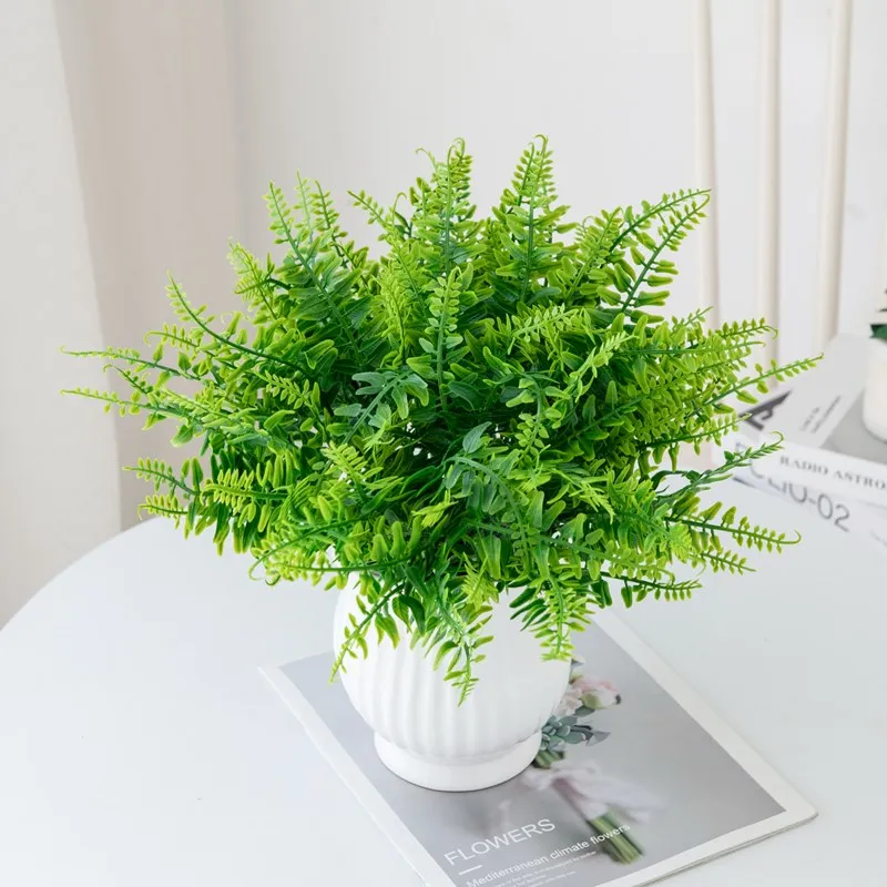 Artificial Plants Plastic Persian Fern Leaves For Home Wedding Party Balcony Decor Flower Arrangement Accessories Bride Bouquet