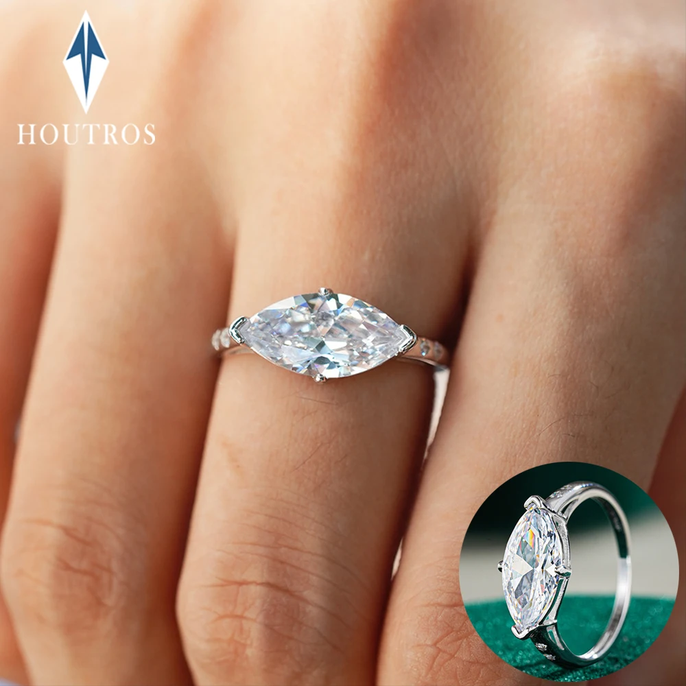 

3 Carat Marquise Cut Moissanite Engagement Ring for Women 925 Sterling Silver Sparkling Solitaire Diamond Wedding Bands Jewelry