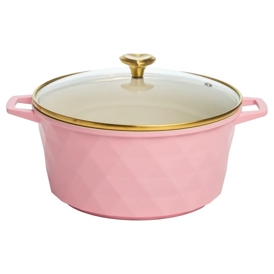 

4.6 Quart Ceramic Nonstick Dutch Oven Pot with Lid, Dishwasher and Oven Safe, Pink