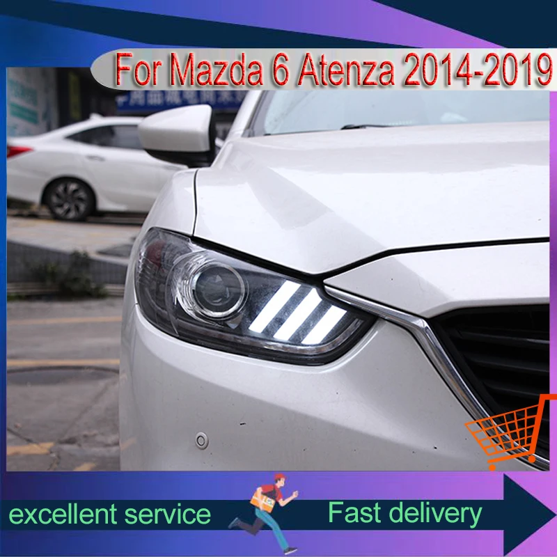 تصفيف السيارة لمازدا 6 Atenza Mazda6 ترقية 2014-2019 رئيس ضوء عالية منخفضة شعاع ترقية DRL LED الملاك العين العارض ملحق