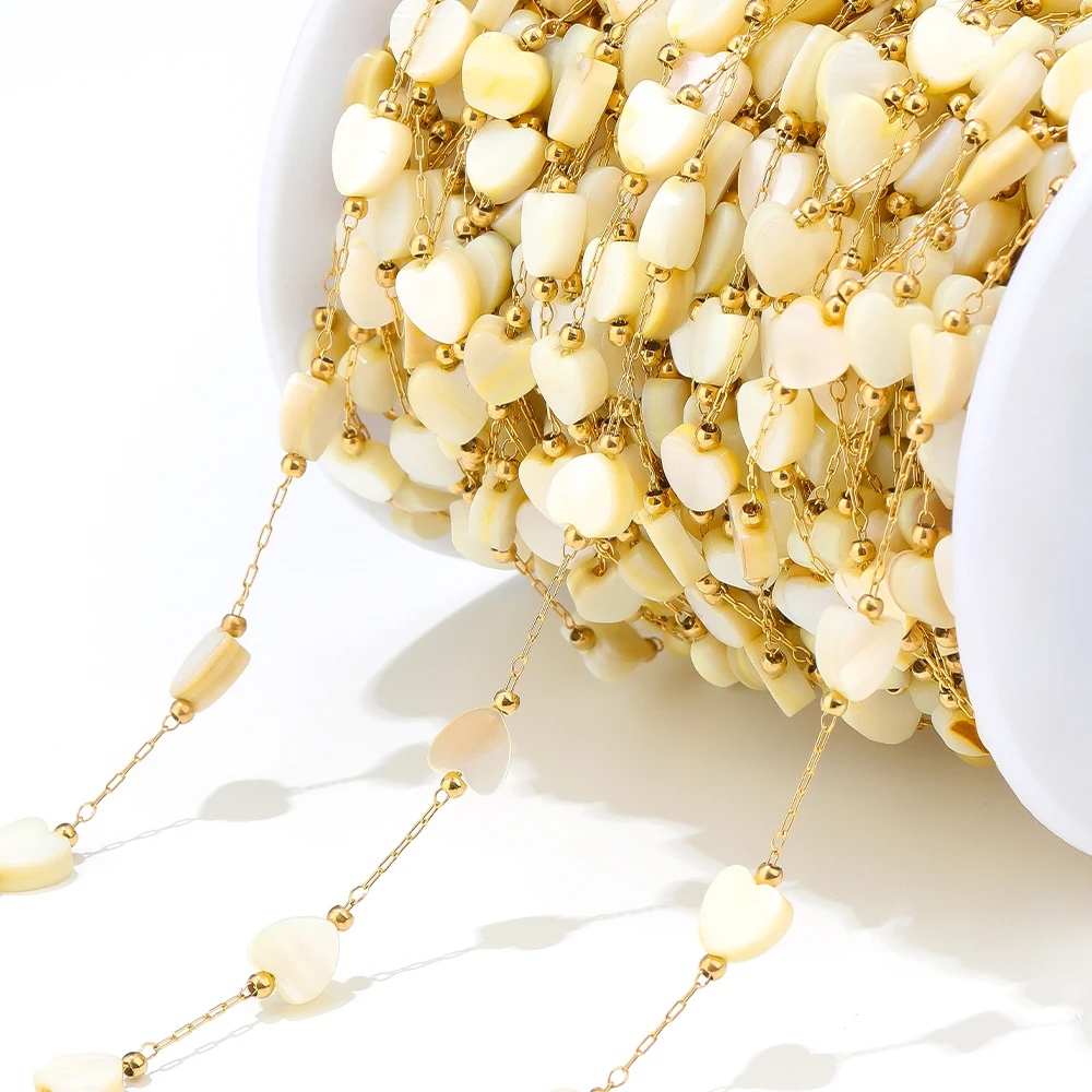 

1 Meter Love Heart Seashell Chains Stainless Steel Gold Color Chains Bulk for DIY Handcraft Necklace Bracelet Jewelry Components
