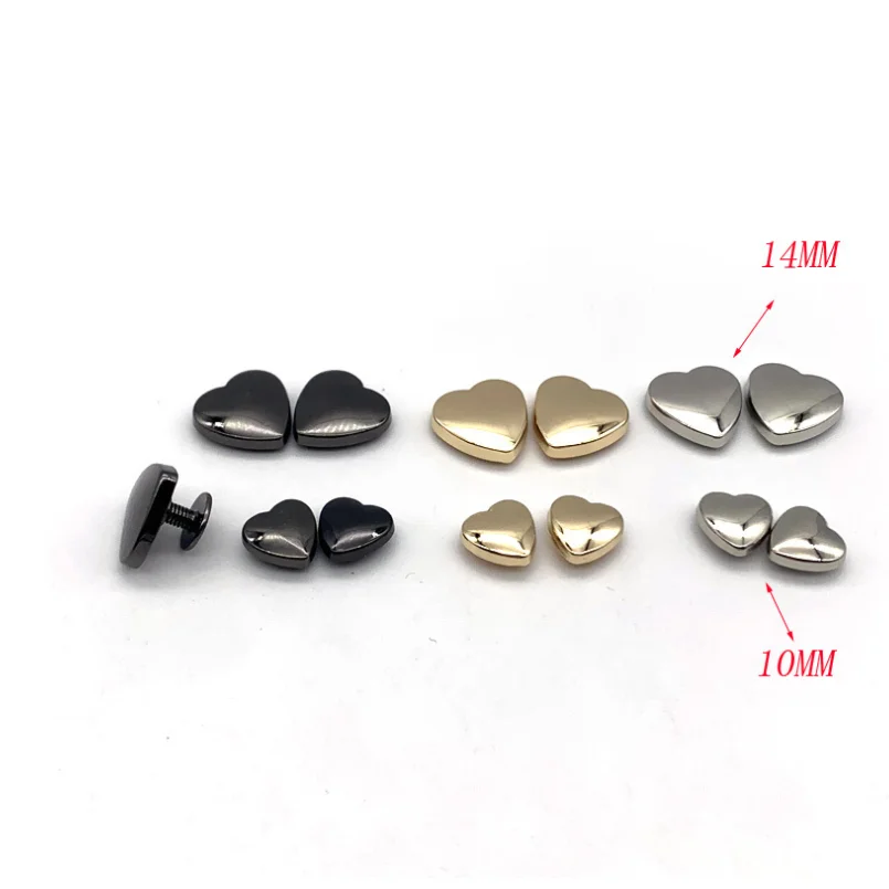 50sets Heart-Shaped Rivets,Zinc Alloy Screw Knob,Leather Craft Studs,Garment,Belt,Wallet,Bag Accessories,Size 8/10/14mm ZD-028