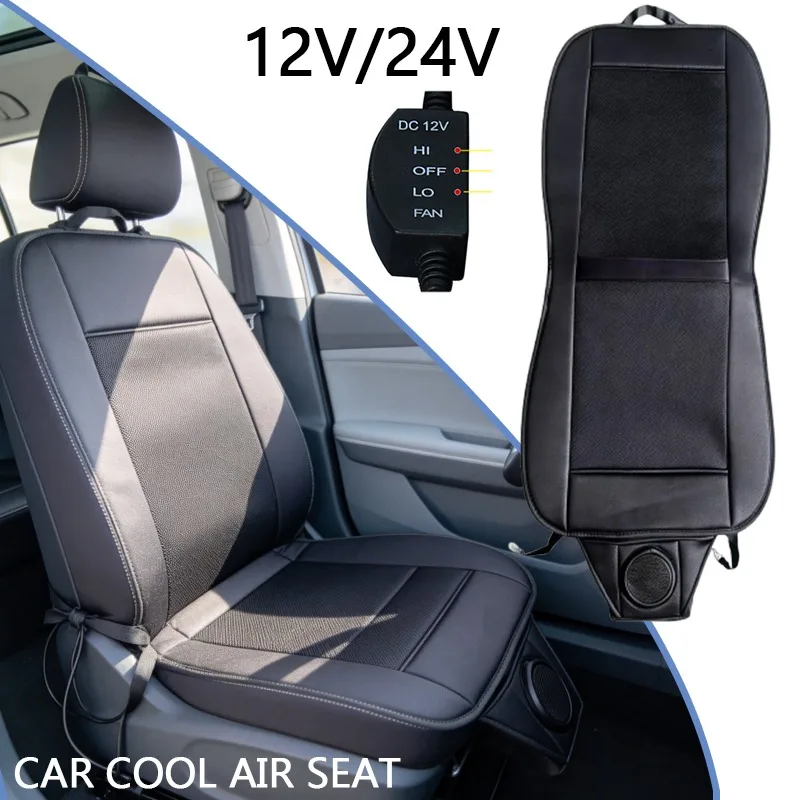

Summer Car Cool Air Seat Cushion DC 12V/24V Car Seat Covers Set with Fan Fast Blowing Ventilation Seat Cooling Pat Refrigerated