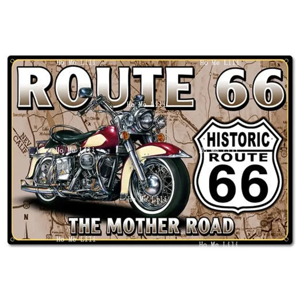 Route 66 The Mother Road World Class Fire Fighter Eagle Last Stop Garage Rat Rod Farm Fresh Delivery Metal Sign Wall Art