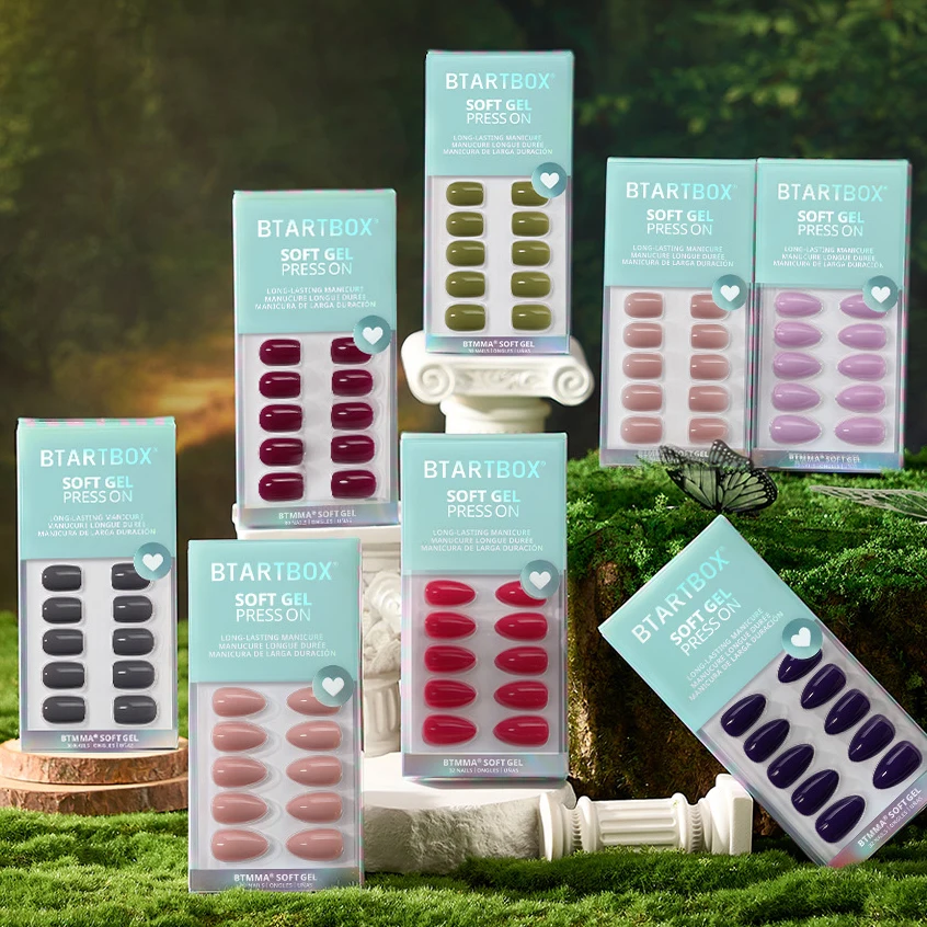 

Ladies' Favorite：Artificial Fingernails Winter False Fake Nails Wholesale Soft Gel Plain Solid Color Almond Square Pres