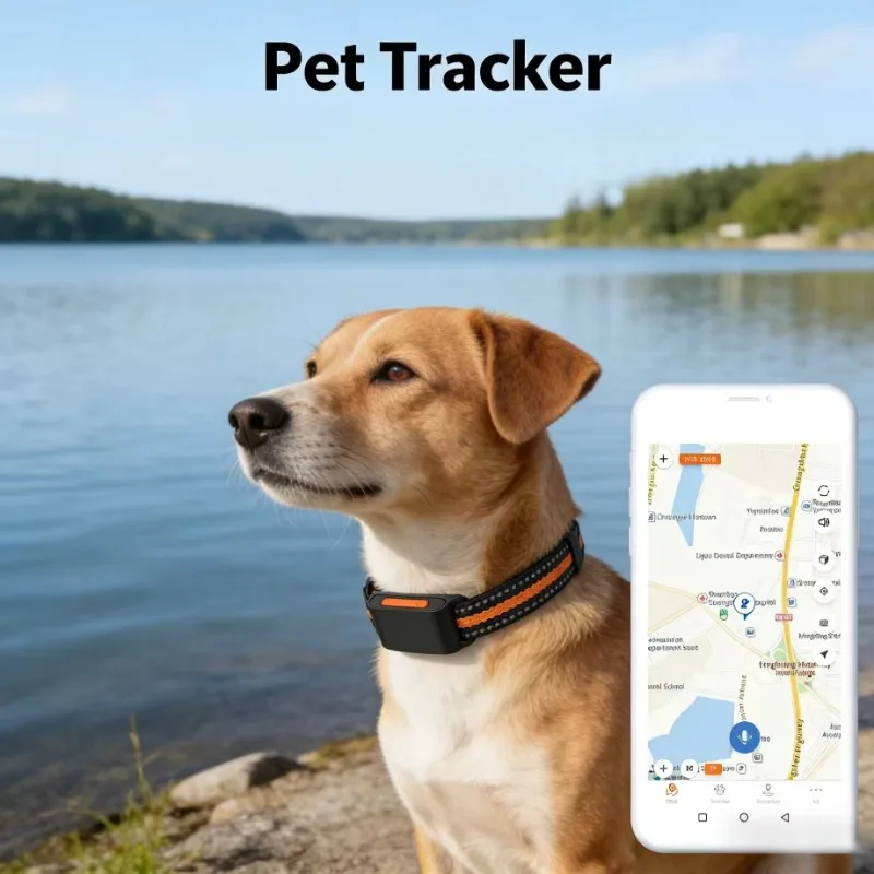 IP67 Waterproof GPS Pet Tracker Collar Real Time Location Activity Monitor Two Way Audio for Dogs Cats