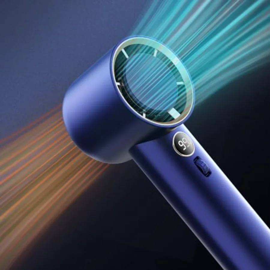 

Handheld Fan, 1-100 High Speed Adjustable Turbo Mini, 5000mAh Rechargeable With Digital Display for Travel/Camping/Outdoor/Home