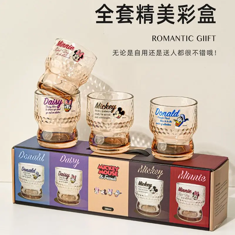 

Disney cartoon kawaii glass water cup set birthday gift cute cartoon Mickey Minnie mouth cup gift children's cup gift wholesale