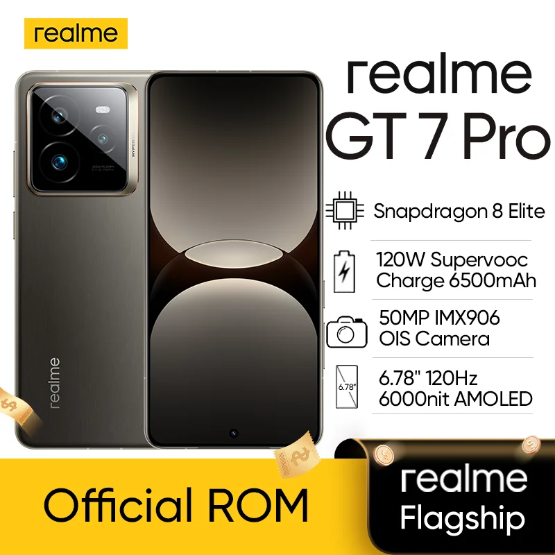 [World Premiere] Unlocked Realme GT7 Pro 6500mAh 120W Supervooc Snapdragon 8 Elite 6.78 Inch AMOLED 50MP Sony IMX906 GT 7 Pro