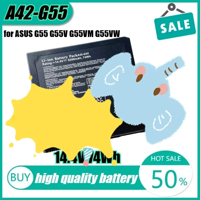 

14,4 В 74 Втч A42-G55 Аккумулятор для ноутбука ASUS G55 G55V G55VM G55VW ROG-G55VW G55VM-DS71 G55VM-DH71
