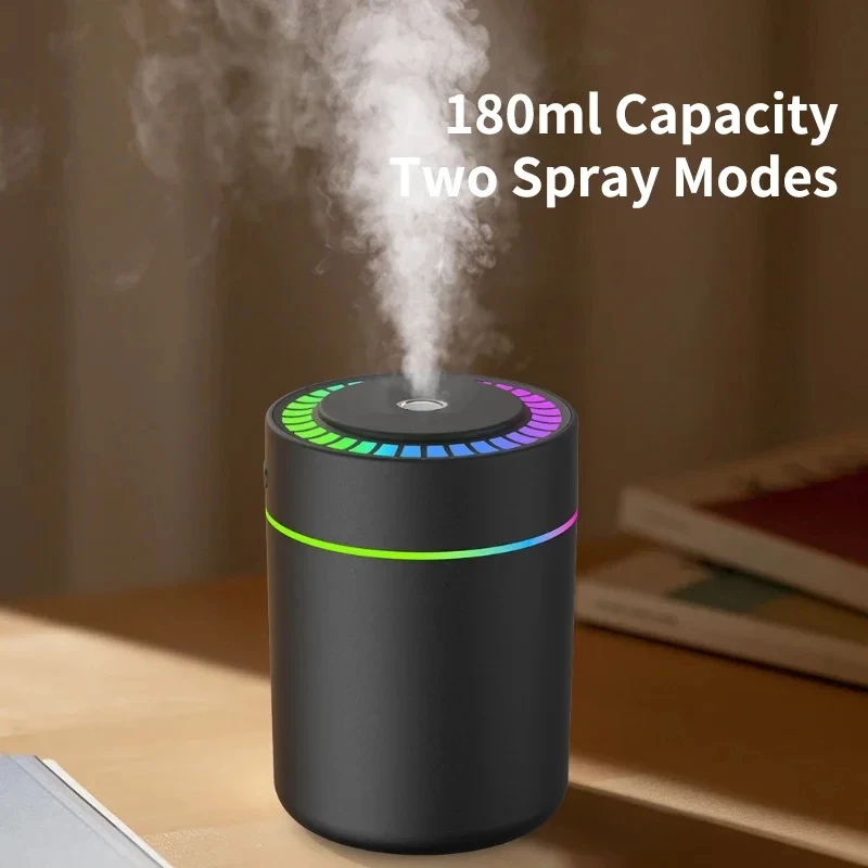 180ML Mini USB Electric Air Humidifier with Essential Oil Aroma Diffuser Mist Maker Lights for Car Home Bedroom