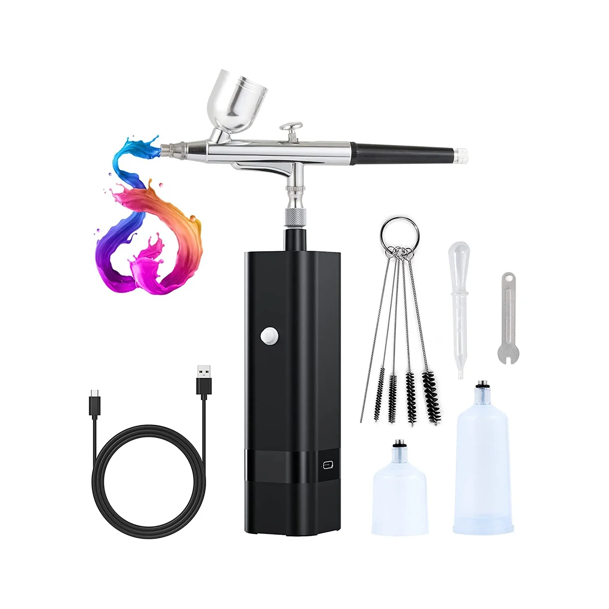 Cordless Airbrush Kit with Compressor,32 PSI Handheld Air Brush Set, Dual Action Airbrush for Nail Art,Painting,Decor