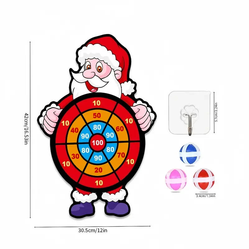 Christmas toy snowman Santa dart board toy set with 3 balls and 1 hook suitable as a Christmas party game