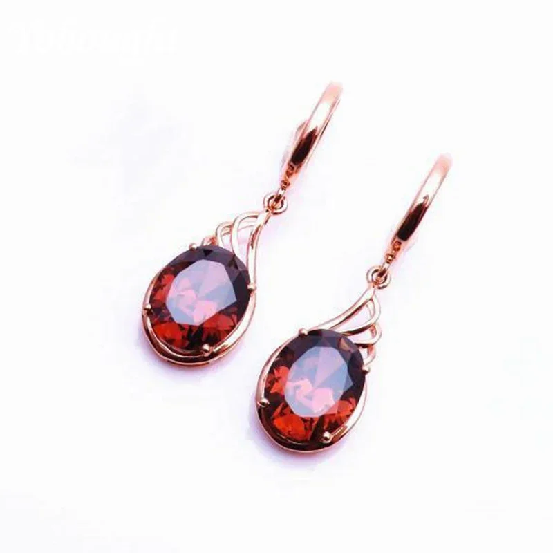 585 Purple Plating Rose Gold 14K Long Ruby Drop Earrings For Women Classic Original Court Style Luxury Charm Jewelry