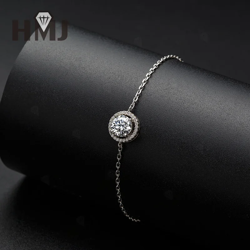 925 Sterling Silber Armband 6,5mm Moissanit Diamant Rundschliff Party Jubiläumsgeschenk Tägliches Tragen Klassische Charms Großhandel – Detail 25