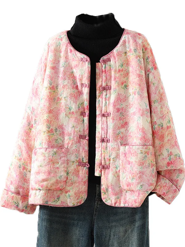 Jaqueta de Aodão ande Tamanho para Mulheres, Casaco Quente Estampado com Fechamento por Botão, Sem Mangas, Manga Longa, D...