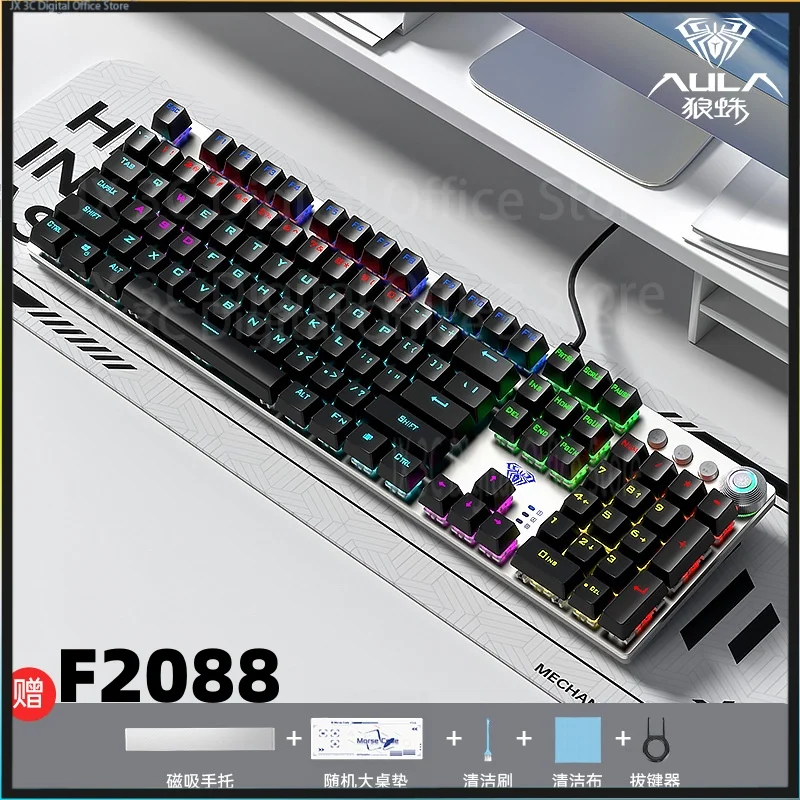 

Aula F2088 Mechanical Keyboard 108 Keys Wired Esports Gaming Keyboard Green Axis Tea Electronic Desktop Keyboardfree Table Mat