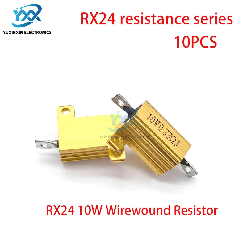 

10PC RX24 10W Wirewound Resistor Aluminum Case 0.1Ω~300KΩ 0.1 0.5 1 2 5 10 20 50 100 150 200 1K 10K 100K