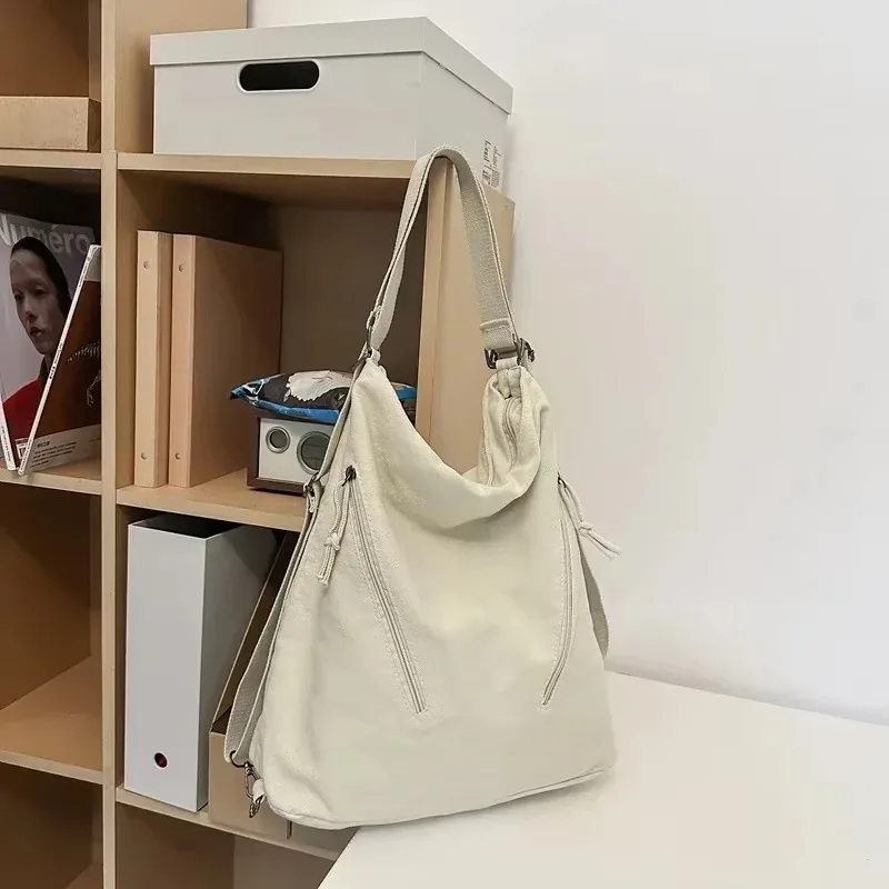 Casual High Capacity Canvas Zipper Women's Tote Bags 2025 Solid Color Youth on Sale Ladies Shoulder Bags Bolsas Femininas