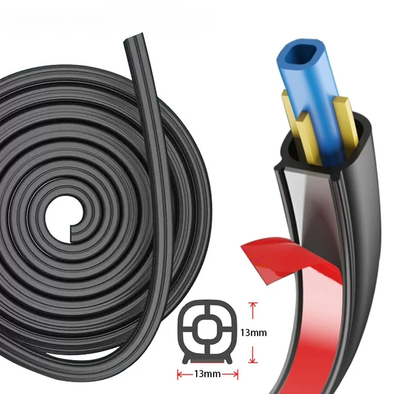 5/25m Universal Car Door Rubber Seal Strips Auto Double Layer Sealing Stickers Sound Insulation For Car Door Trunk SUV