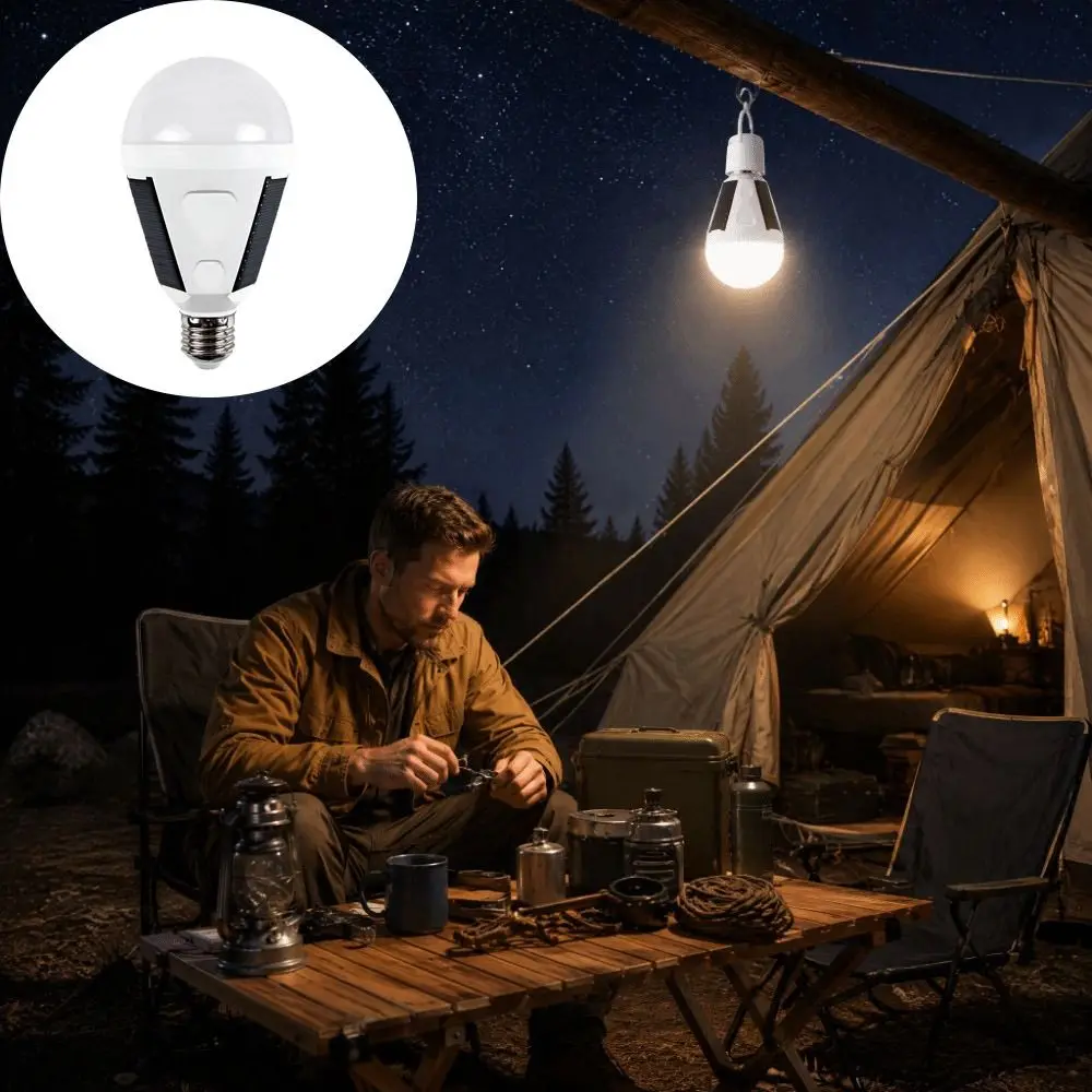 Flicker-Free Rechargeable LED Bulb 7W Solar Charging Solar LED Camping Light 12W Portable Emergency Light Bulb Night Light