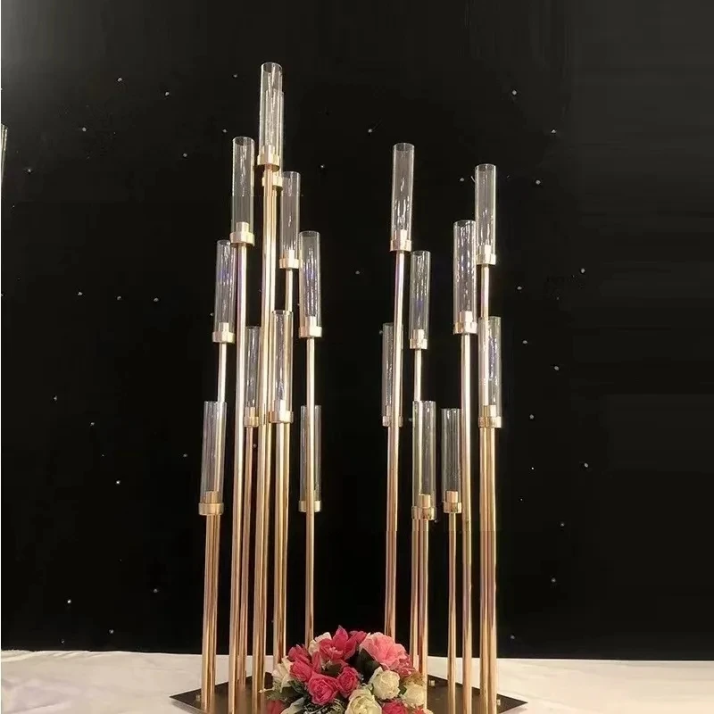 15Pcs 10 Heads Wedding Party Props High Candlestick Road lead Stage Decoration Hotel Table Decoration Candlestick