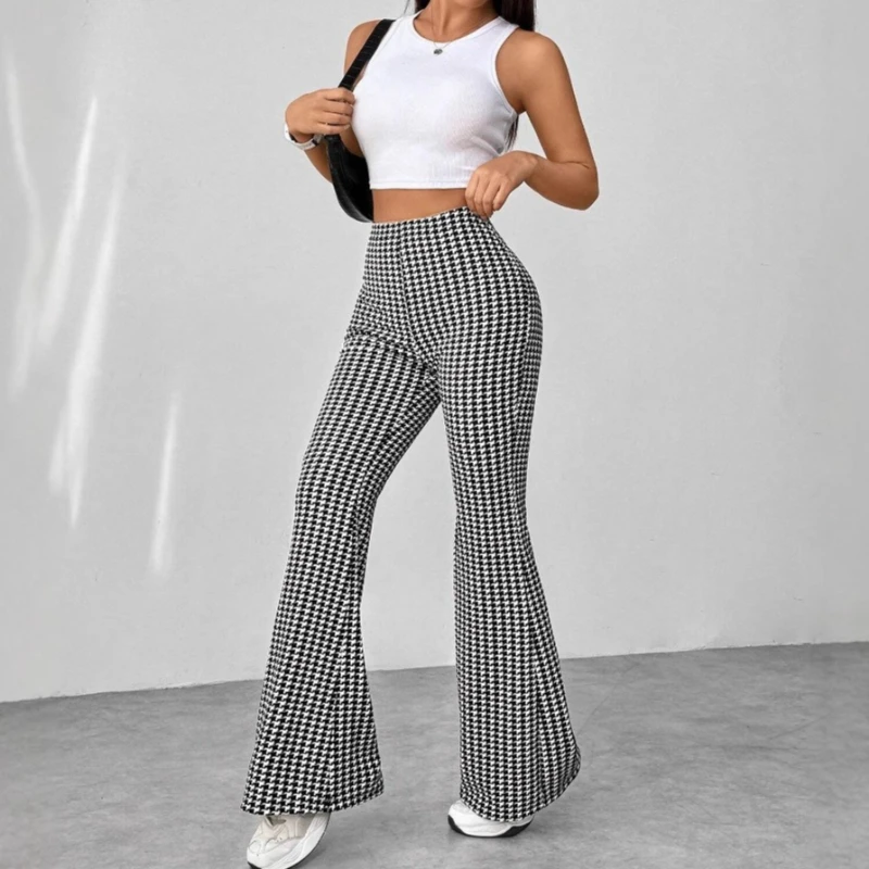 2026 New Fashion Retro Thousand Birds High Waist Slim-fit Mopping Casual Micro-pull Pants