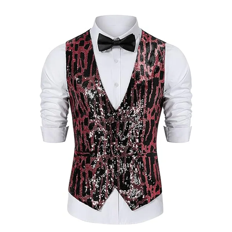 Men's Red Suit Vest Solid Color Vest Wedding Party Lapel Double Breasted  Jacket Men Clothing