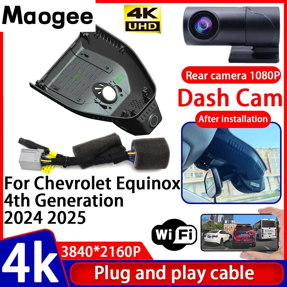 Grabadora de Video 4K UHD, Cámara DVR para Auto, Plug and Play, para Chevrolet Equinox 4ª Generación 2024 2025