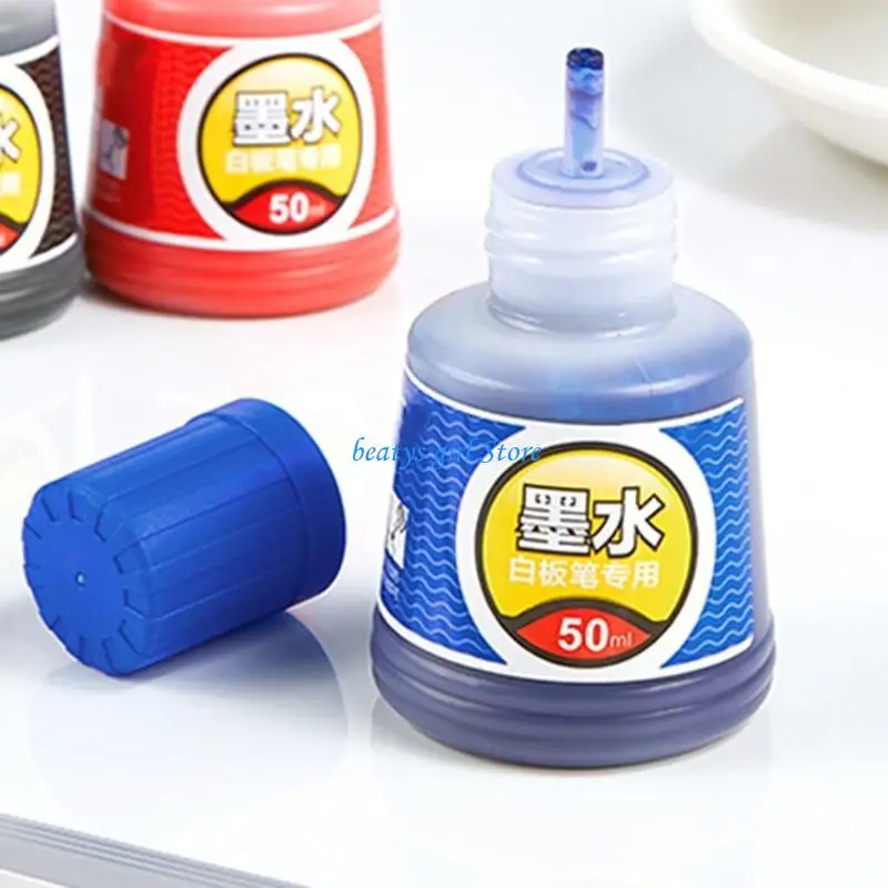 C7AB 1PC 50ml Refill Erasable Whiteboard Marker Pen Inks Black Red Blue