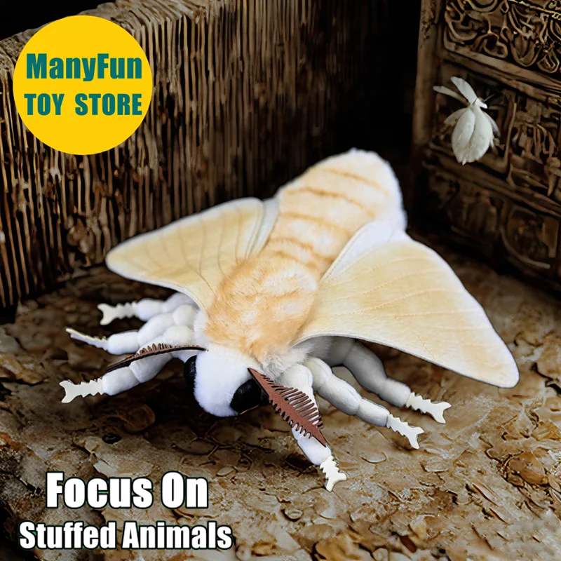 

Silkworm Moth Plush Toy Realistic Silkmoth Plushie Lifelike Mulberry Silkmoth Stuffed Animal Moth Simulation Doll Toy Gift