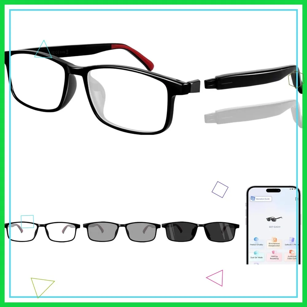 Smart Glasses Detachable Dual Temples Bluetooth Standard AI Translation Color-Change Lenses UV400 Blue Light 24g