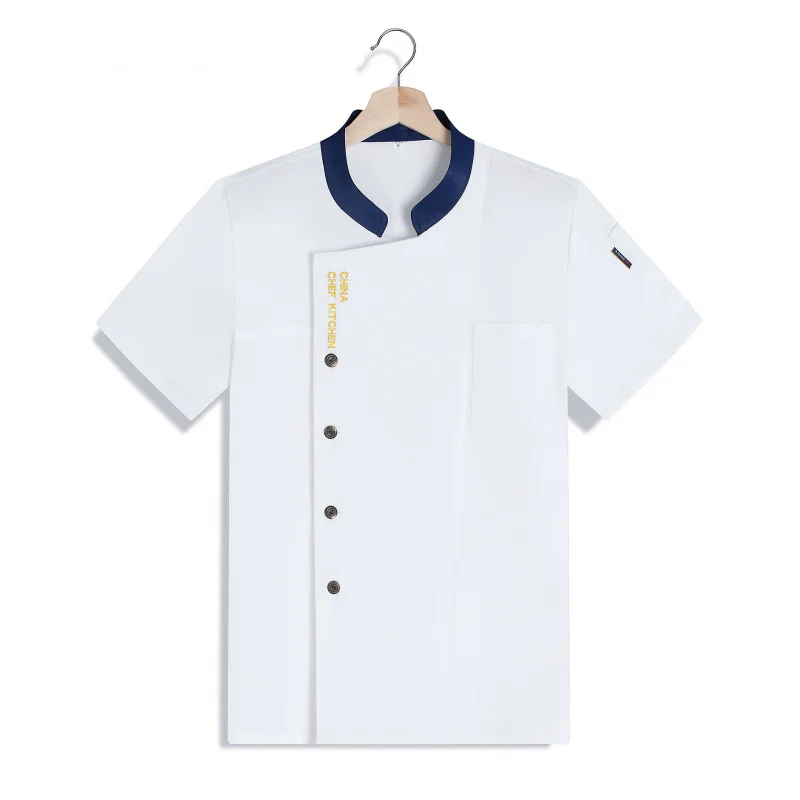 Mono de Chef de alta gama para hombre, ropa de trabajo de Chef de cocina y comedor de Hotel de manga corta, ropa de Chef de cocina para hornear, verano