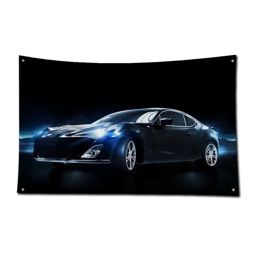 3x5 Ft Sports car Flag Polyester Digital Printing T-Toyotas Banner for Garage Wall Art Out Door Decoration With Brass Grommets