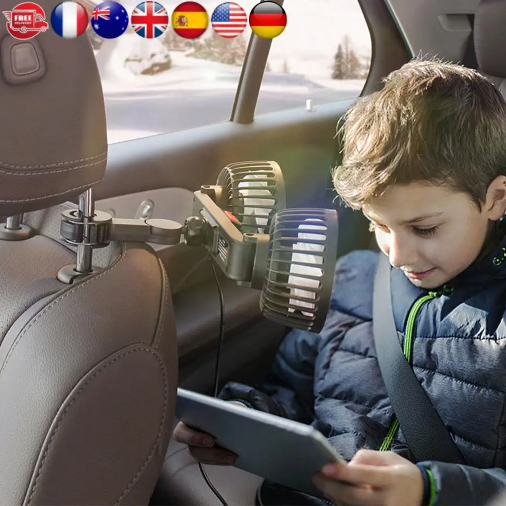 

12 В/24 В автомобильный мощный вентилятор с зарядкой через USB, автоматический подголовник, вентилятор, вращение на 360 градусов, электрический автомобильный охлаждающий вентилятор для автомобиля, внедорожника