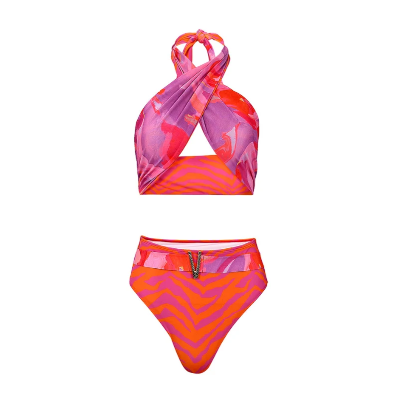 Maillot de bain une pièce imprimé rose pour femme, mini bikini, sexy, cover-up, spa, resort, brésilien, vacances, mode, nouveau, 2023