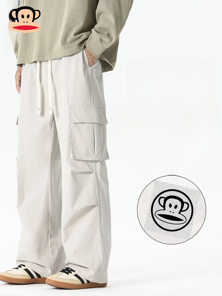 

Loose Straight Leg Workwear Trousers Monkey Wide Leg Sport Pants Men's Casual Trousers Autumn Season Polyester Fiber