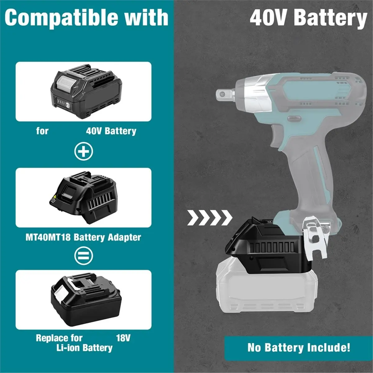 DT81 Battery Adapter for Makita 40V Lithium Battery BL4040 BL4025 BL4045 Convert to Work for Makita 18V Cordless Power Tool