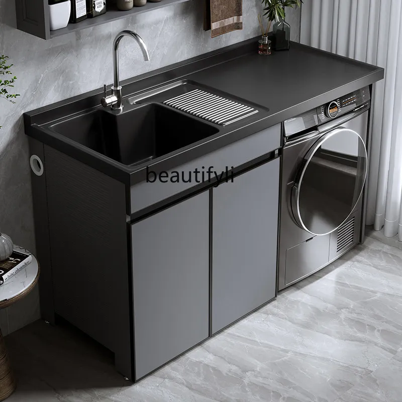 Alumimum Balcony Washing Machine Cabinet Combination Drum Pool Table Washboard Integrated Drum Washing Machine Companion