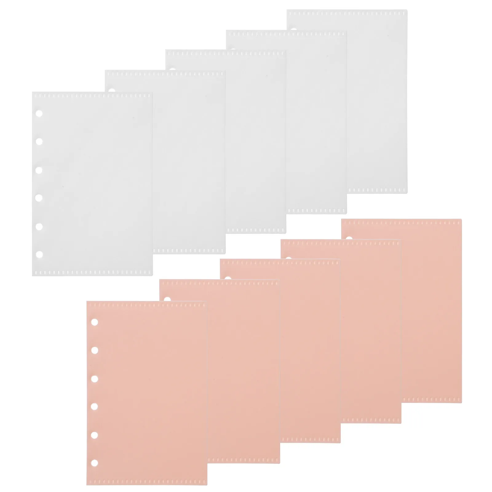 

10 Sheets A7 6-Hole Binder Pockets Plastic Folder Loose Leaf Bags File Document Organizer Office Supplies Black Transparent Set